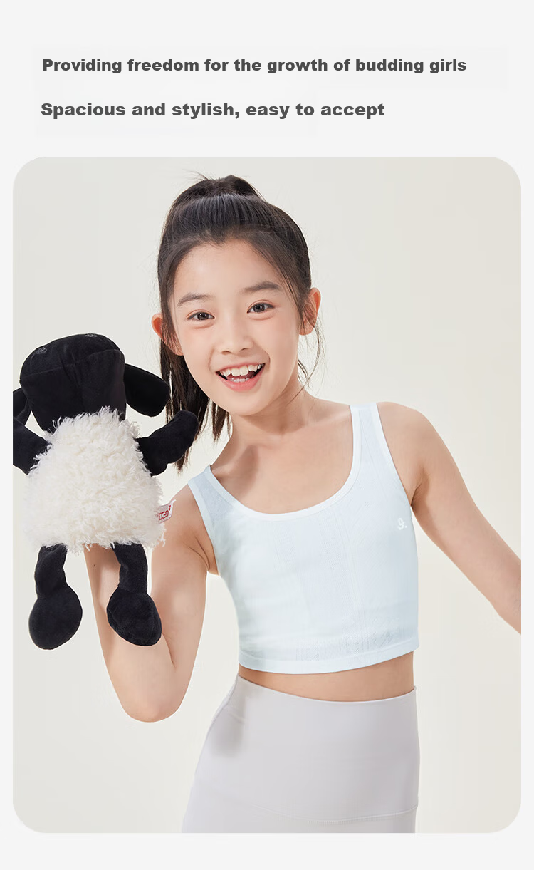 Jiusuiban Girls' Underwear, Children's Spring And Summer Mesh Thin Bra, Developmental Bra for Older Girls 8-10 Years Old, Sports Mid-Length Vest 8