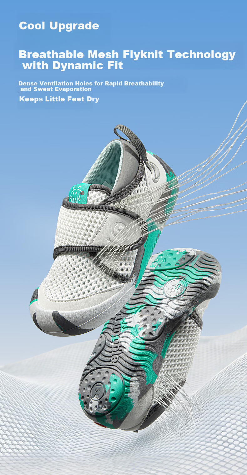 Ginoble 2026 Summer Kindergarten Shoes Super Protective GY1888 White_Cyan 5