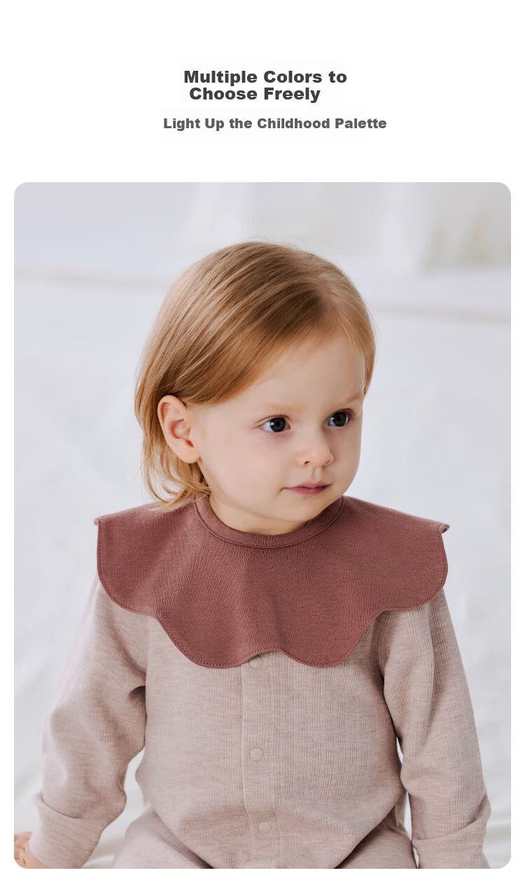 Babylove Baby Petal Bib Pure Cotton Class A Saliva Towel Newborn Anti-Spit-Up Solid Color Feeding Bib 5