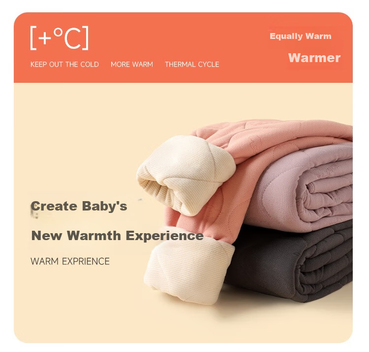 Hodo Kids School Uniform Thermal Cotton Pants Girls Warm Fleece-Lined Thickened Winter Inner Pants Boys Warm Trousers 1
