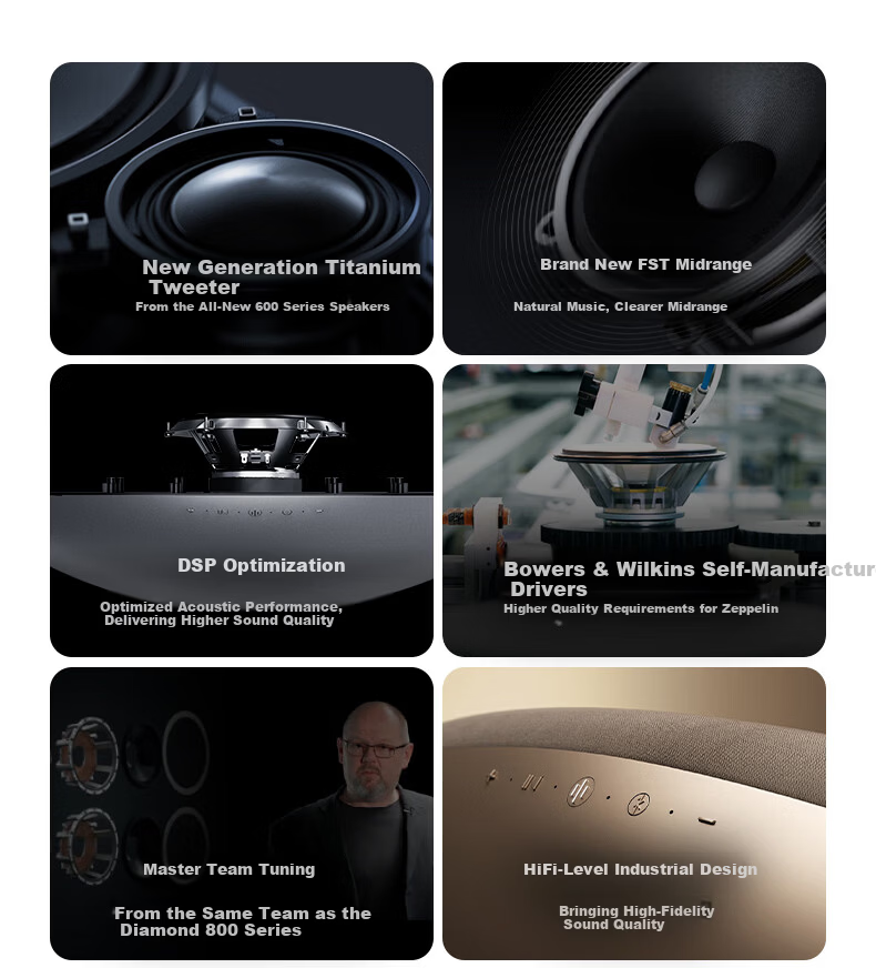 Bowers & Wilkins Zeppelin Pro 6th Gen Wireless HiFi Active Bluetooth Speaker B&W Desktop Audio Dawn Gold 21