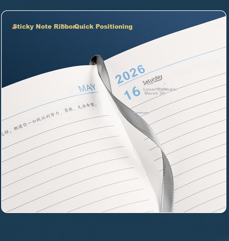 Platinum Lady 2026 Daily Planner One Page Per Day Time Management Efficiency Schedule Notebook Calendar Journal Starry Sky Texture Study Check-in Monthly and Daily Planner Dark Blue 10