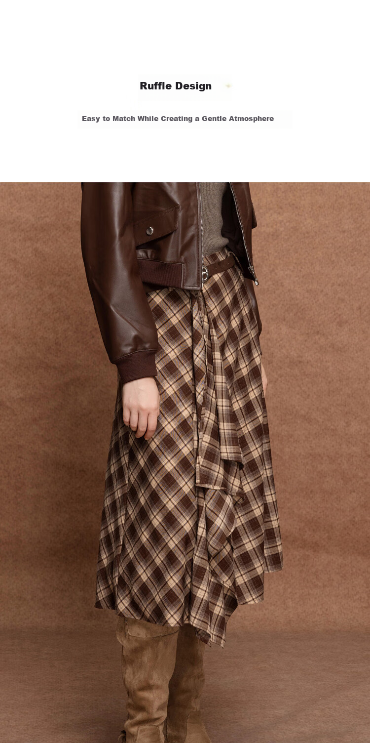 Demana [Hong Kong Style] Autumn Korean Design Irregular Ruffle Decor Mid-Length A-Line Women's Skirt 6