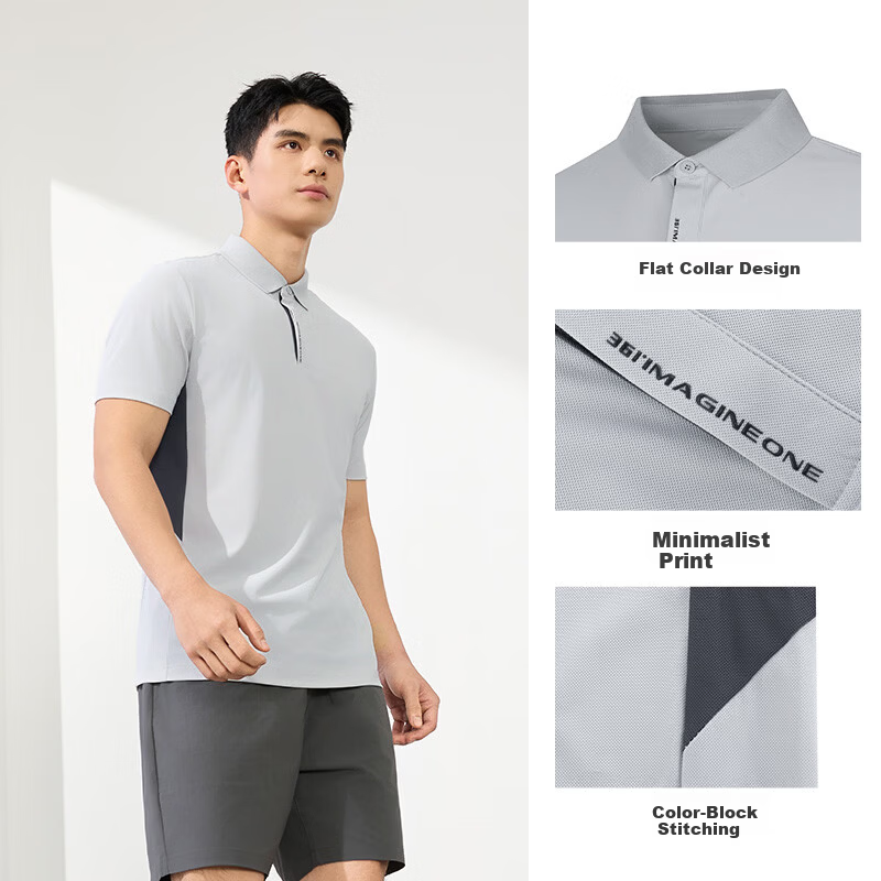 361° Men's Sports T-Shirt Spring Summer New U-Neck Polo Ice Cool Casual Short Sleeve Top 652624105-1