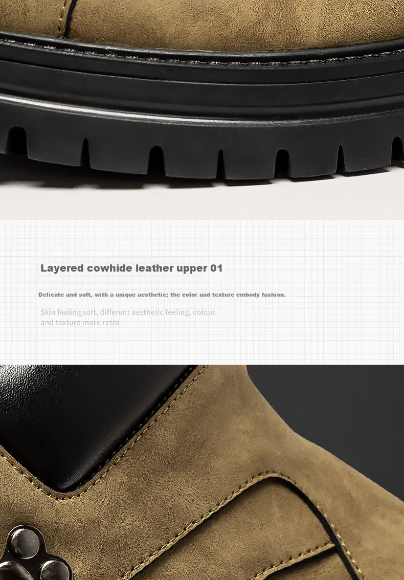 Bull Family Martin Boots Men Autumn Winter New British Style Men's Boots Thick Sole Genuine Leather Work Boots Men 5