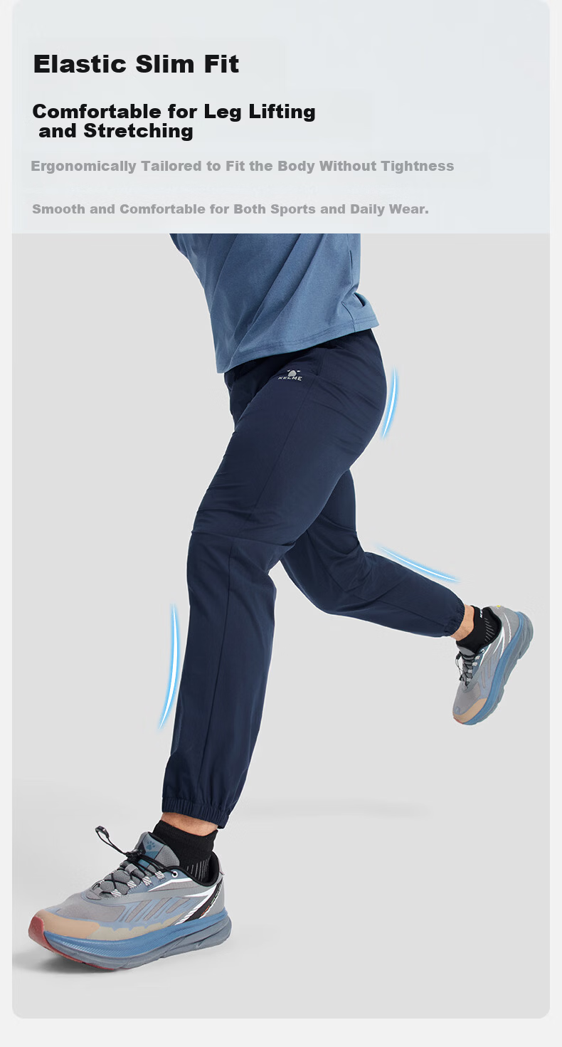 KELME Quick-Dry Sports Pants Summer Lightweight Breathable Antibacterial Jogger Woven Casual Trousers Agate Black 4XL 6
