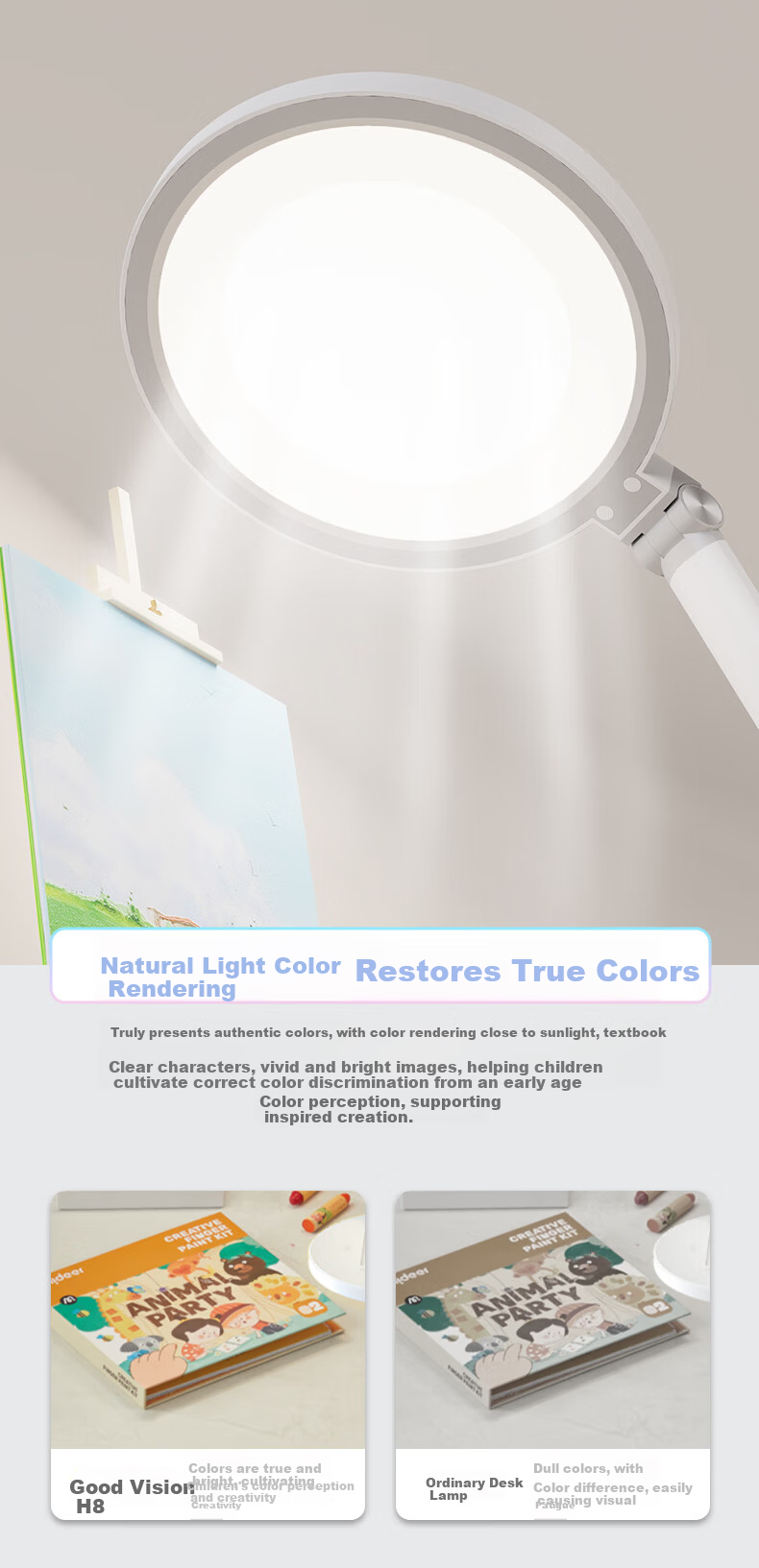 Haoshili AAAA-Grade Eye Protection Lamp, Full Spectrum, for Children And Students, Bedroom Reading And Writing Desk Lamp, H9 12