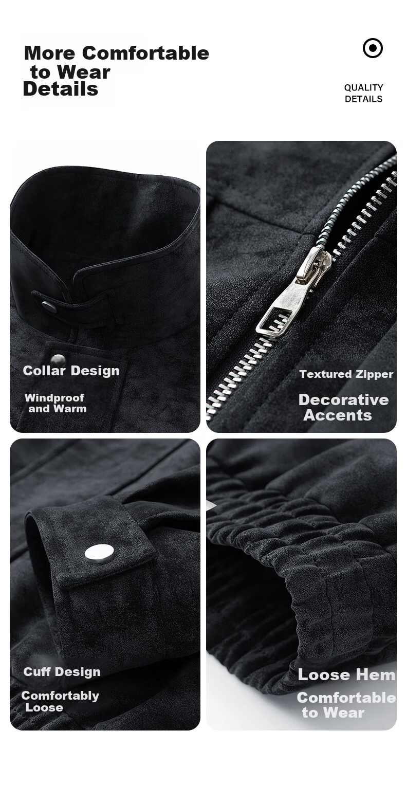 MARK FAIRWHALE Men's Turn-down Collar Jacket Autumn New Trendy Casual Retro Workwear Leather Coat Men's Outerwear Bean Green XL 6