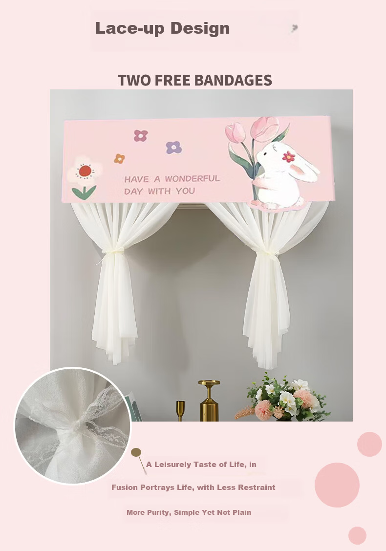 Gusenzhe Air Conditioner Cover, Dust Cover for Wall-Mounted Units, Universal Anti-Direct Blowing Windshield Cover, Air Outlet Windshield Cover, Postpartum And Infant Windproof Cover, Thickened Double-Layer Long Mesh, 94CM Inner 6