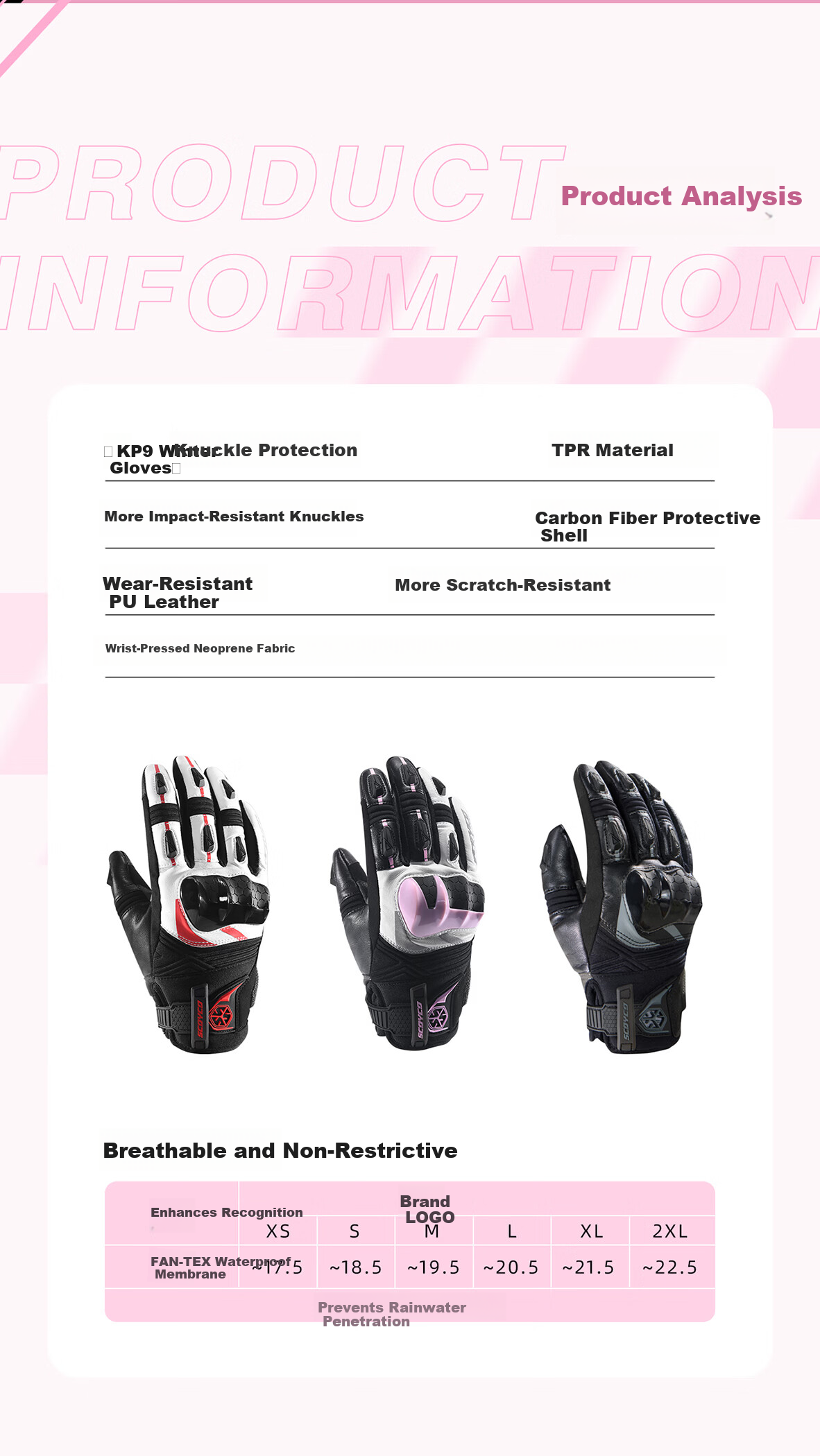 SCOYCO Motorcycle Gloves Full Finger Waterproof Anti-fall Wear-resistant Warm Windproof Commuting Riding Gloves 3