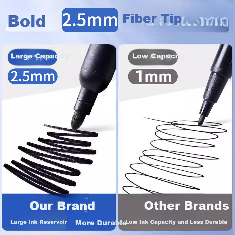 Mingyu Black Oil-Based Marker Pen 50pcs Large Tip Waterproof Thick Head Markers for Construction Logistics Express Annual Meeting Signing Wholesale Black/50pcs 3