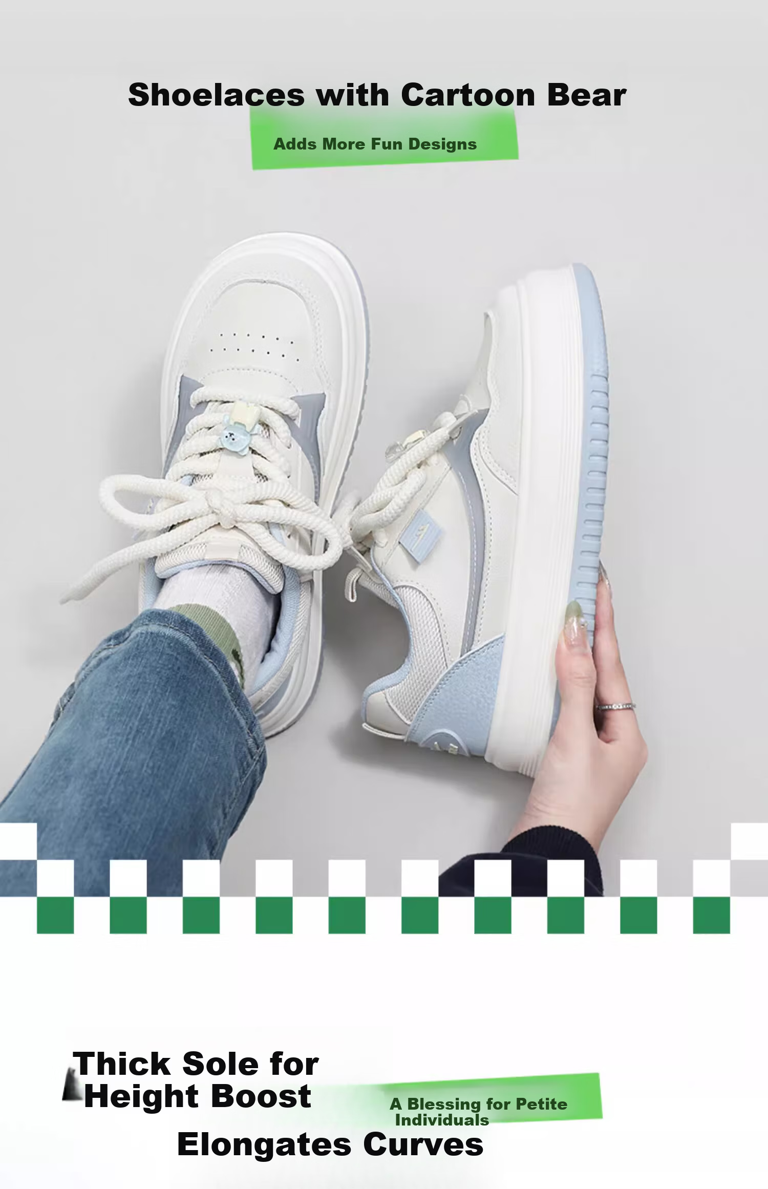Warrior Official Women's Casual Shoes 2026 Summer New Thick Sole White Sneakers Breathable Shoes for Women Light Blue Size 37 10