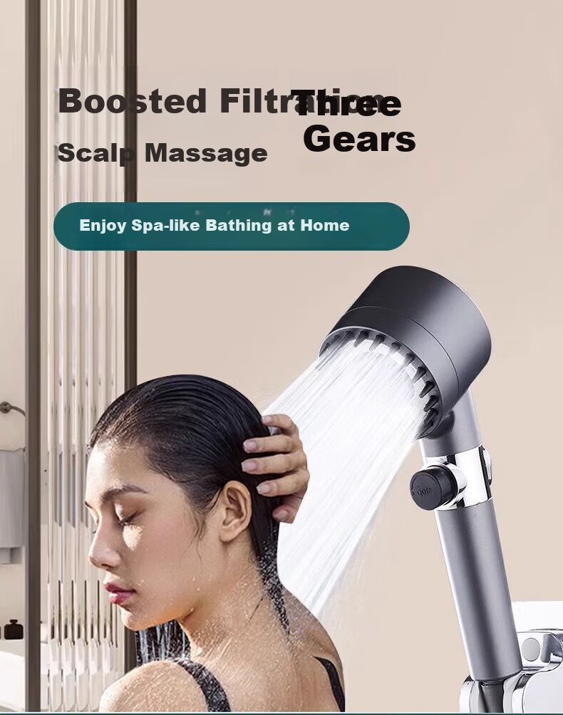 OPLSED [Germany] Gunmetal Gray Pressurized Shower Head High Pressure Shower Bathroom with Massage and Skin Care Filter OP-BXG006 1