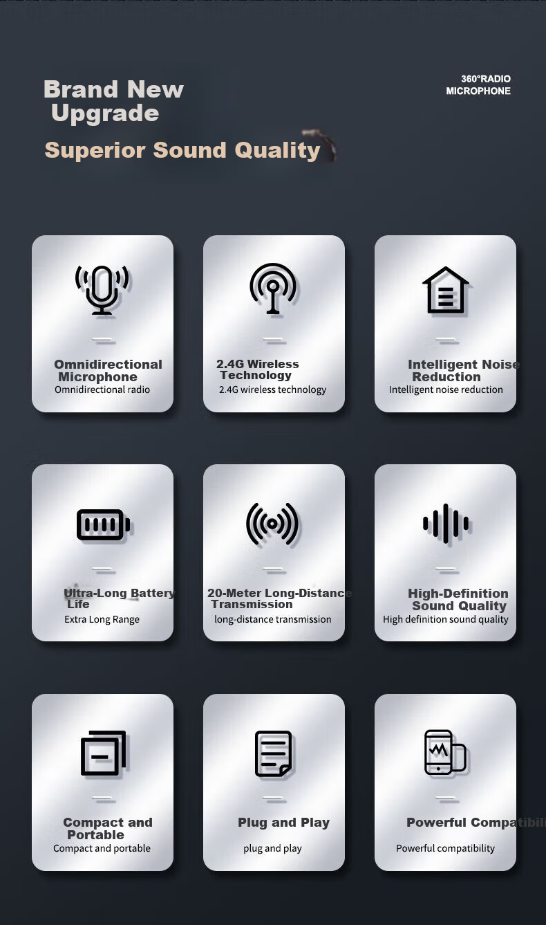 KOVOL [Ultra-Long Battery Life] Wireless Lavalier Microphone for Live Streaming, Short Video Recording, Outdoor Noise Reduction, Karaoke, And Audio Recording, Professional Microphone with One Transmitter And One Receiver, Compatible with Apple And Android Devices 6
