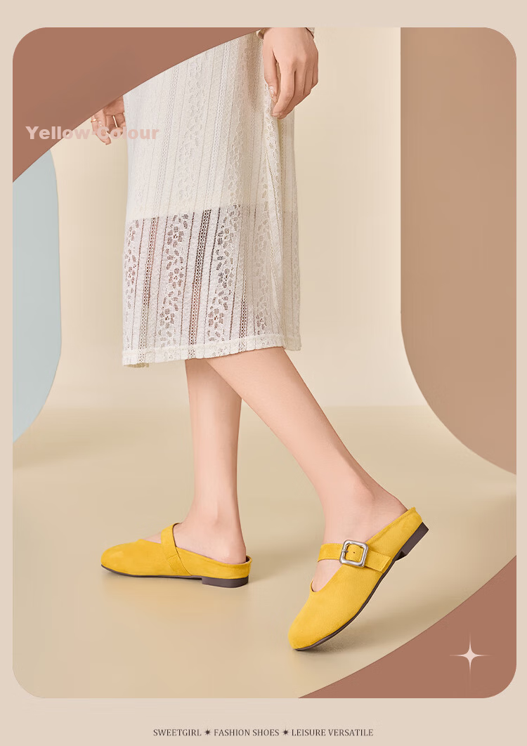LA CHAPELLE Women's Open Toe Flat Soft Sole Commuting Sandals - 5312-2 Yellow Size 37 8