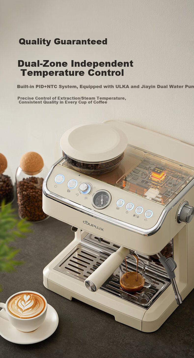 Kepura CP296 Cloud White Dual Pump Dual Boiler Espresso Coffee Machine Semi-Automatic Home Office Small Steam Milk Frother Grinder All-in-One (Cold Brew Version) 5