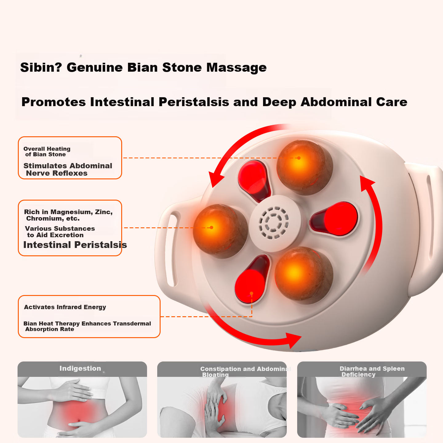 Miaojie N11 Abdominal Massage Device with Bian Stone Moxibustion Heat Therapy Waist and Abdomen Massager Simulated Hand Kneading Warm Palace Mugwort Essential Oil Fat Burning Tool Gift for Girlfriend