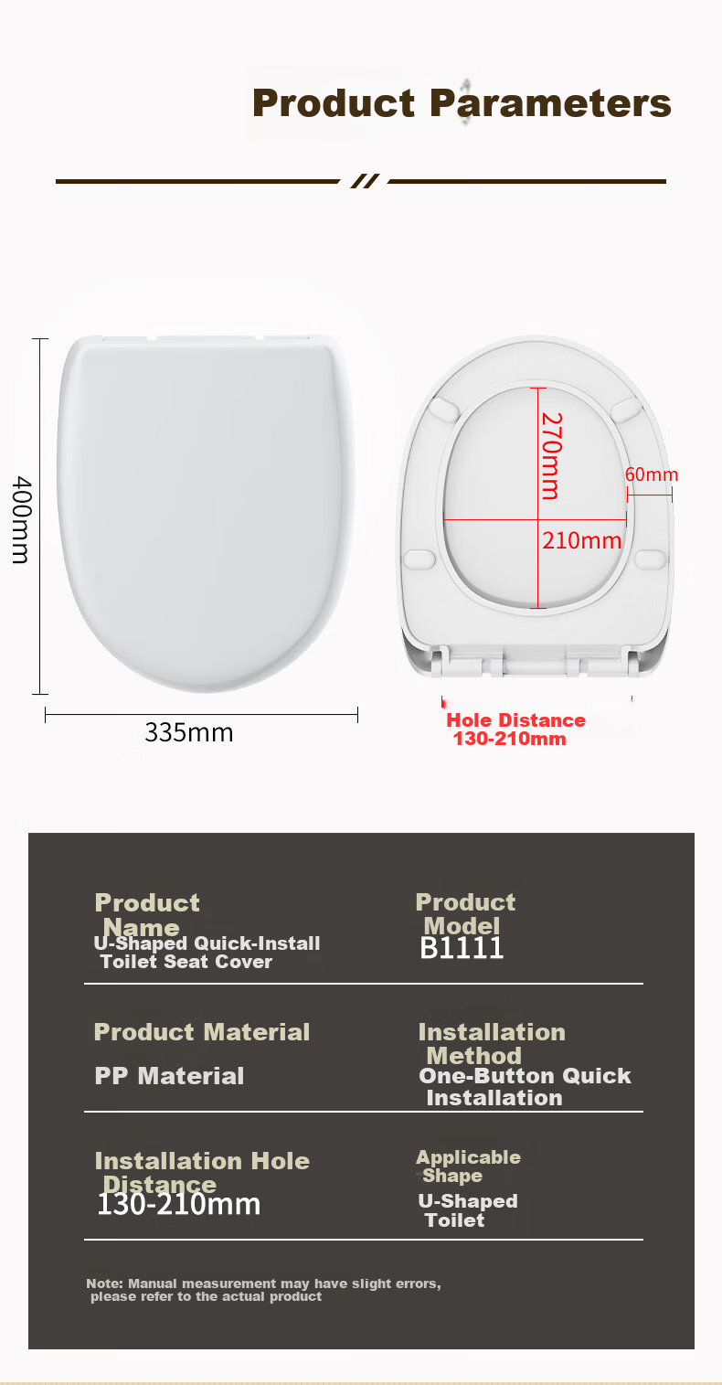 BSITN Slow-Closing Thickened U-Shaped Toilet Seat Cover Universal Old-Style Cushion Ring Accessory Quick-Release Home Use B1111 12