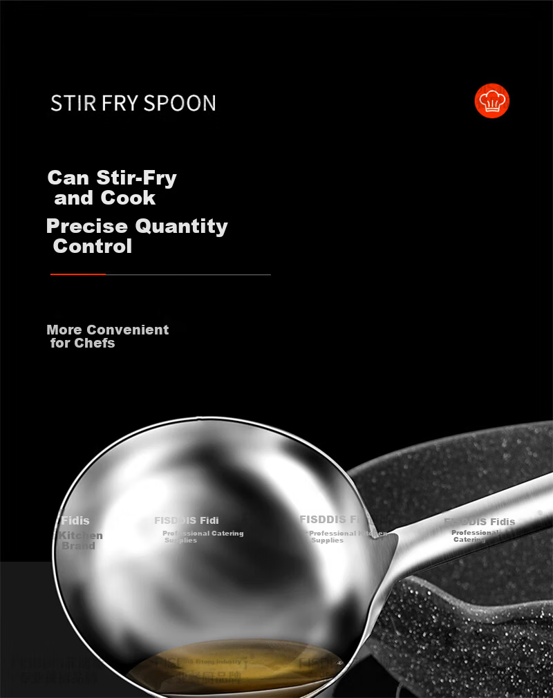 FISDDIS Extra Thick Stainless Steel Stir Fry Ladle 6 Liang Wooden Handle Commercial Cooking Spoon Long Handle Chef Ladle Water Scoop 7