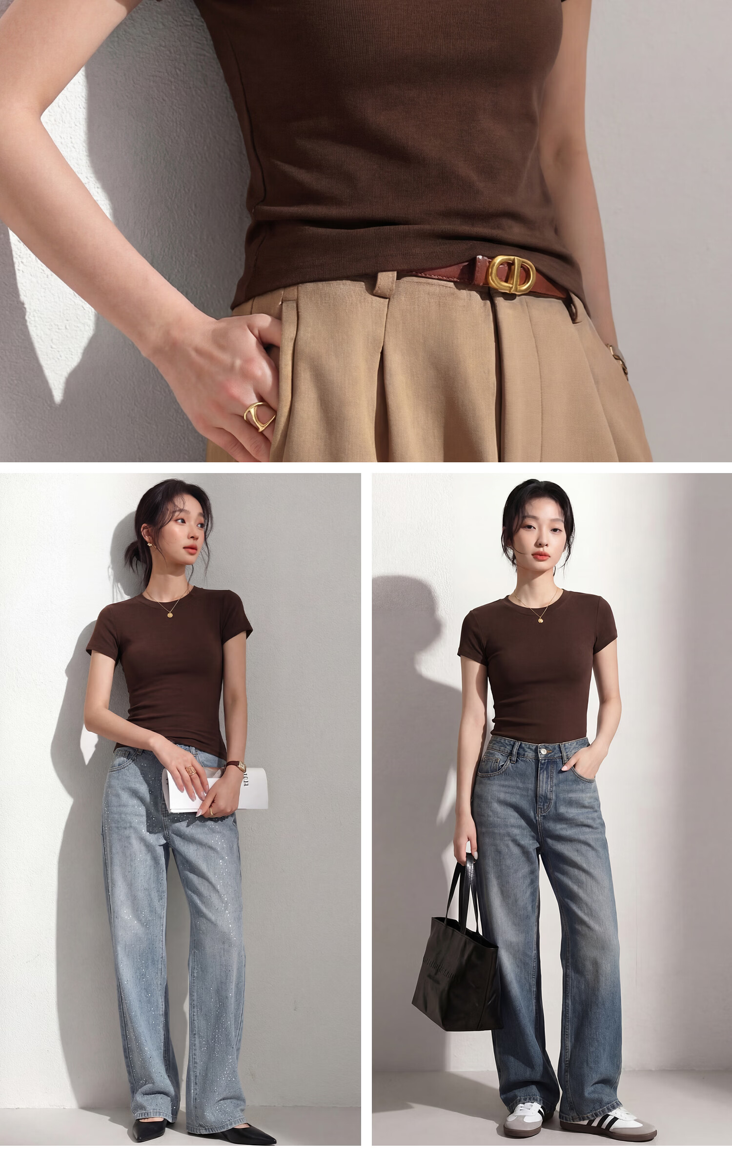 Miiow Women's T-Shirt [10A Antibacterial] Summer Regular Shoulder Round Neck Versatile Top High Elastic Slim Cooling Short Sleeve 23