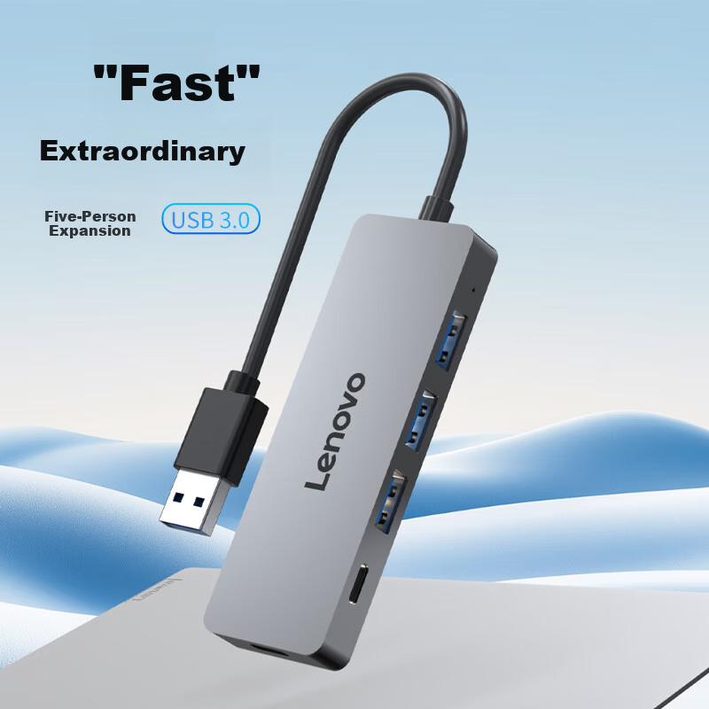 Lenovo USB 3.0 Metal 4-in-1 High-Speed Hub Docking Station Multi-Port Adapter Extension Cable for Laptop