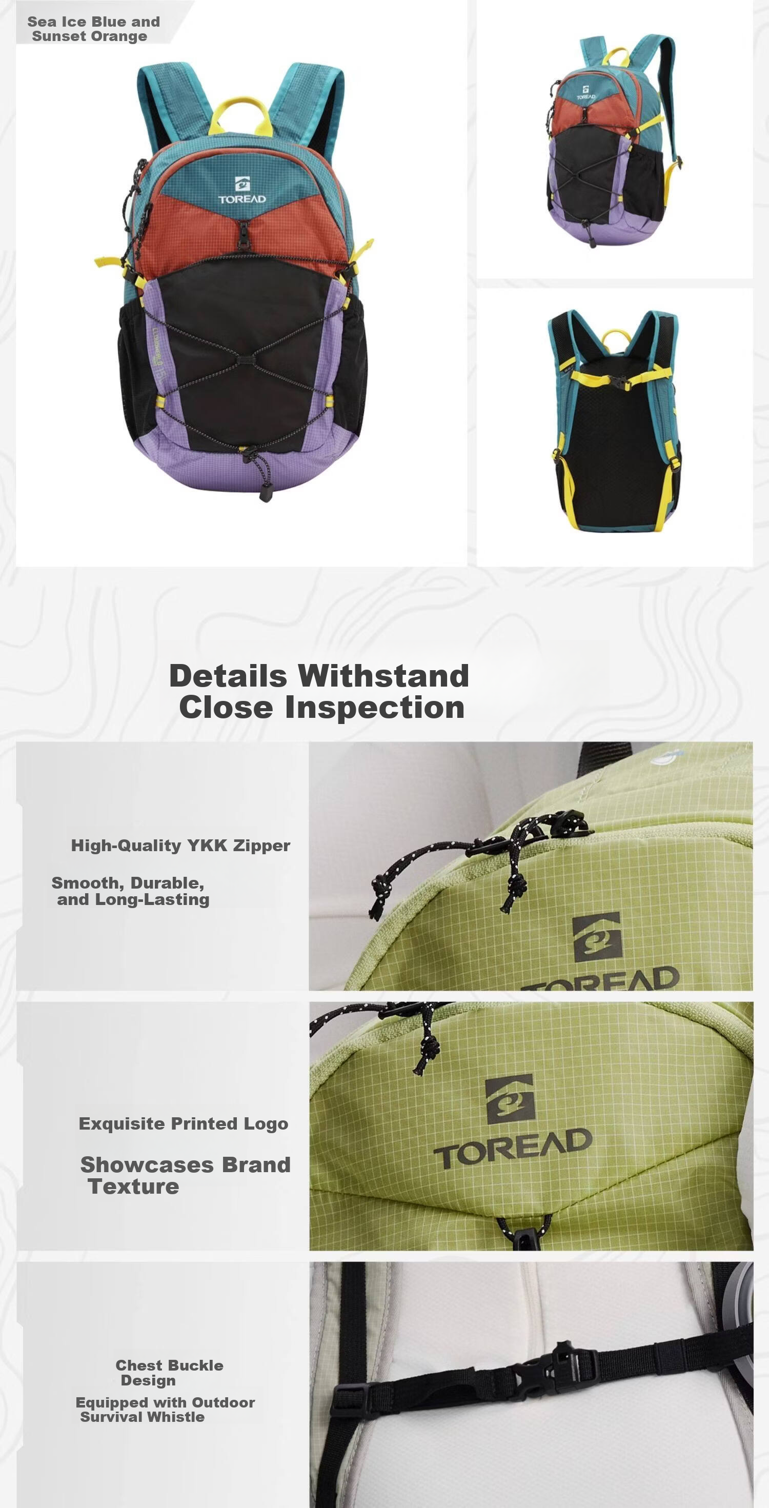 TOREAD Yunye Hiking Backpack Outdoor Commuter 15L Small Capacity Hiking School Bag Mountain Shadow Gray 14