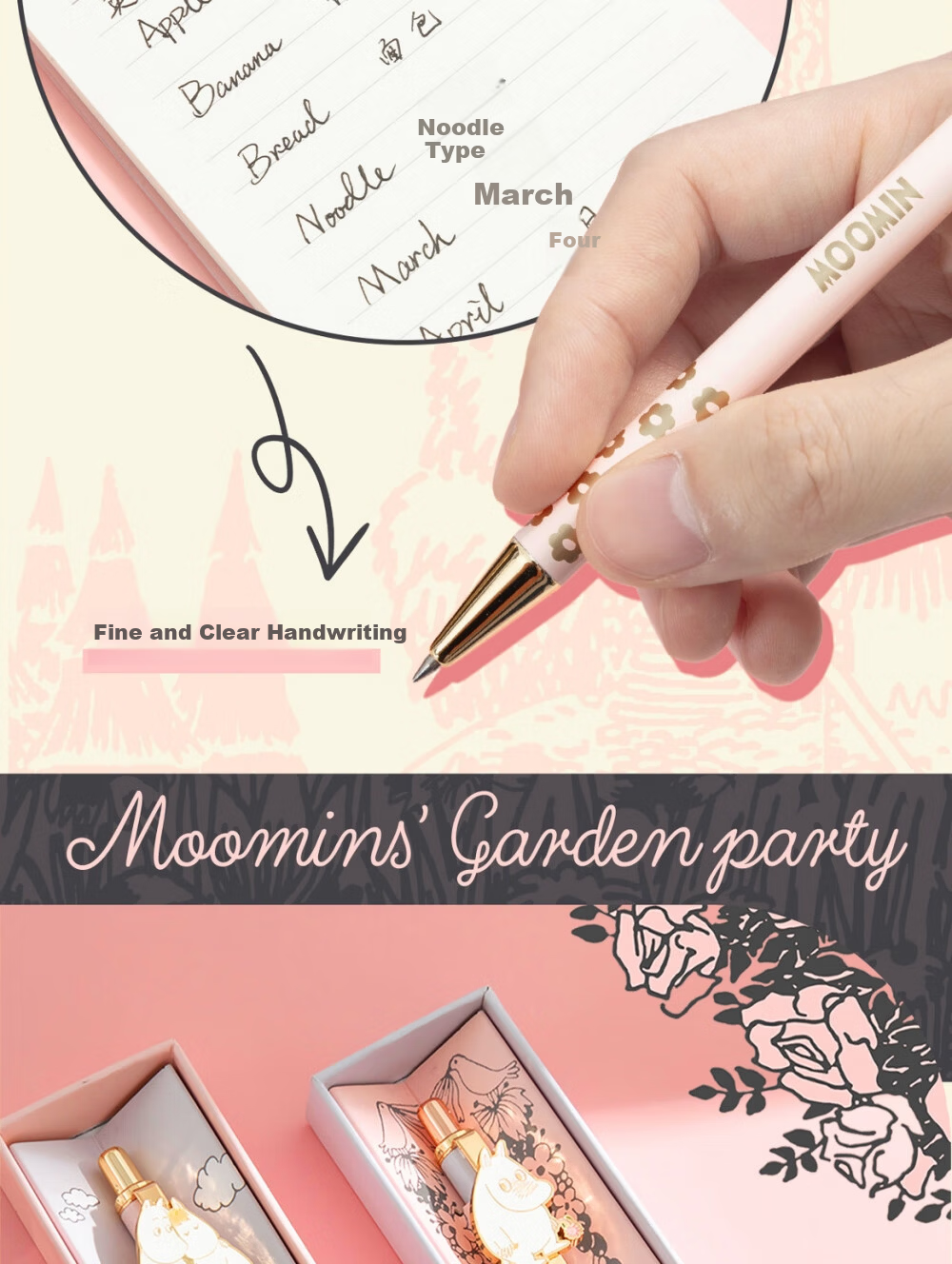 MASMARCU Morning Light Stationery Moomin Series Metal Click Black 0.5mm Gel Pen Smooth Signature Pen Exam Office Blue Tip 1-Pack GP263722 11