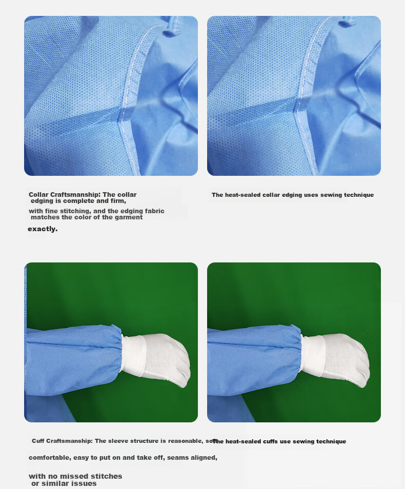 Beifute Disposable Isolation Gown Protective Clothing Blue Reverse Thickened SMS Non-woven Isolation Suit SMS 45g [Thickened 10 Pieces] 9