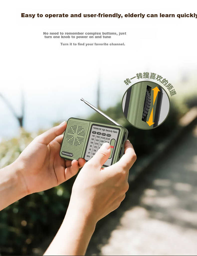 Newman [30 Years of Domestic Brand] L8 Radio Elderly Dedicated Simple Full Band FM Rechargeable Vintage Semiconductor Broadcast Station Small Speaker Portable Player 6