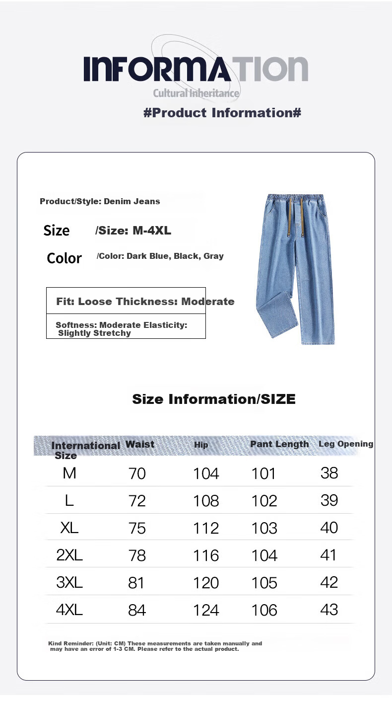 Warrior Men's Jeans Spring Autumn Loose Straight Leg American Vintage Wide Leg Casual Pants Black Gray L 3
