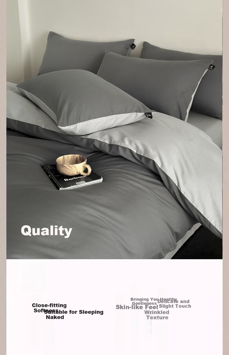 AVIVI Class A Double Washable Cotton Duvet Cover 110g Brushed Fabric Single Piece 200x230cm Speed Gray 3