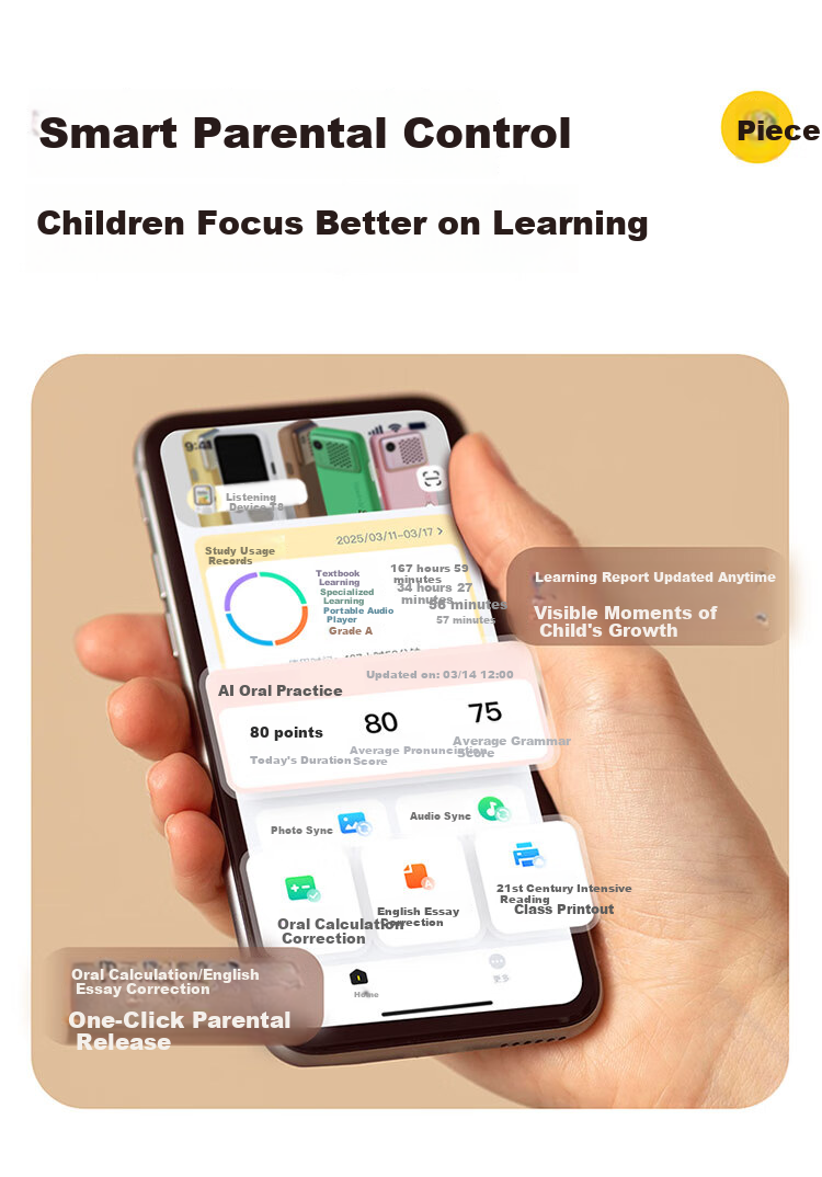 Hearing Bear T8 Listening Treasure Learning Companion MP3 English Listening Practice Portable Repeater Recorder Study Device Speaking and Listening Pocket Portable Learning Machine Green 64GB 31
