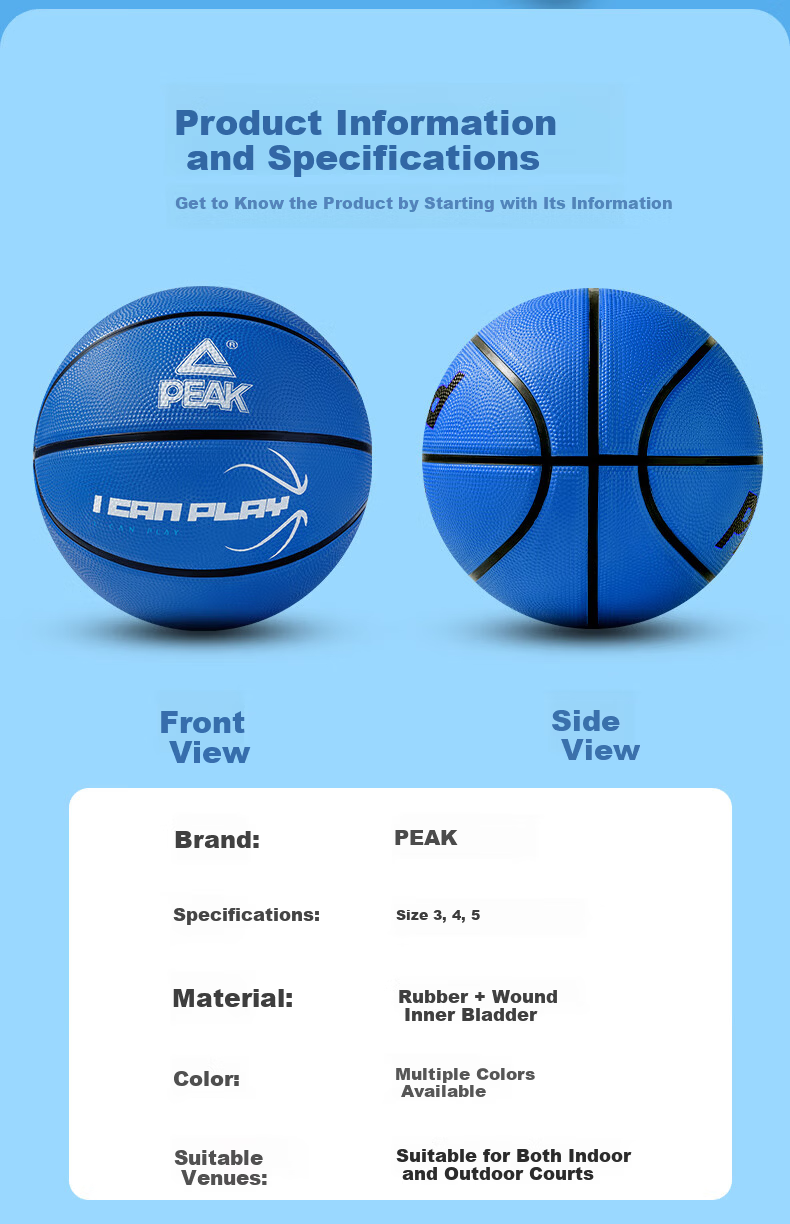Peak Basketball Kids No.5 Game Indoor Outdoor Wear-Resistant Cement Court Youth Outdoor Size 5 5