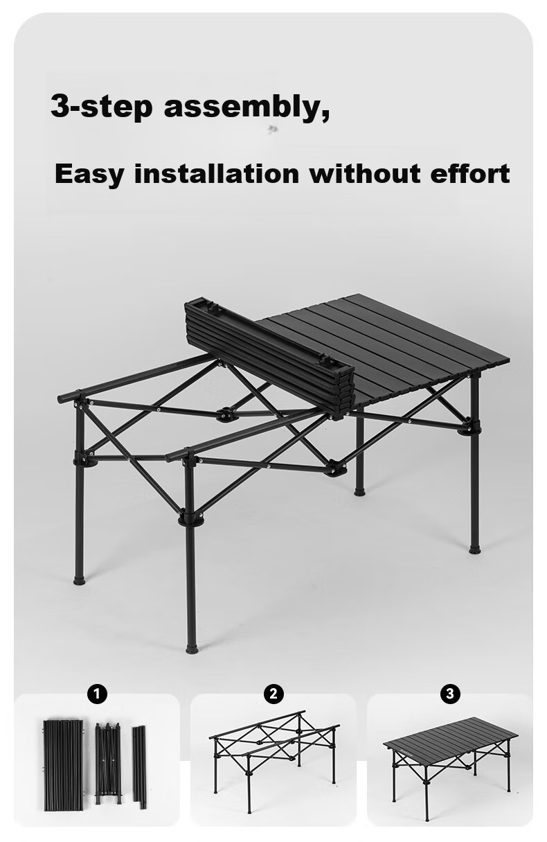 Black Dog Folding Table and Chair Set Outdoor Folding Table Folding Chair Egg Roll Table Picnic Camping One Table Four Chairs 3