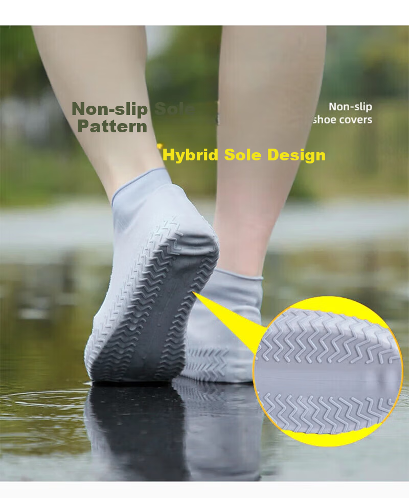 Jiuzhen [Jingcang Jisu Da] Jiuzhen Foldable Storage Rain Shoe Cover, Outdoor Waterproof High-Elastic Silicone Protective Rain Boots Rubber Shoes YZF49 Gray L Size 7