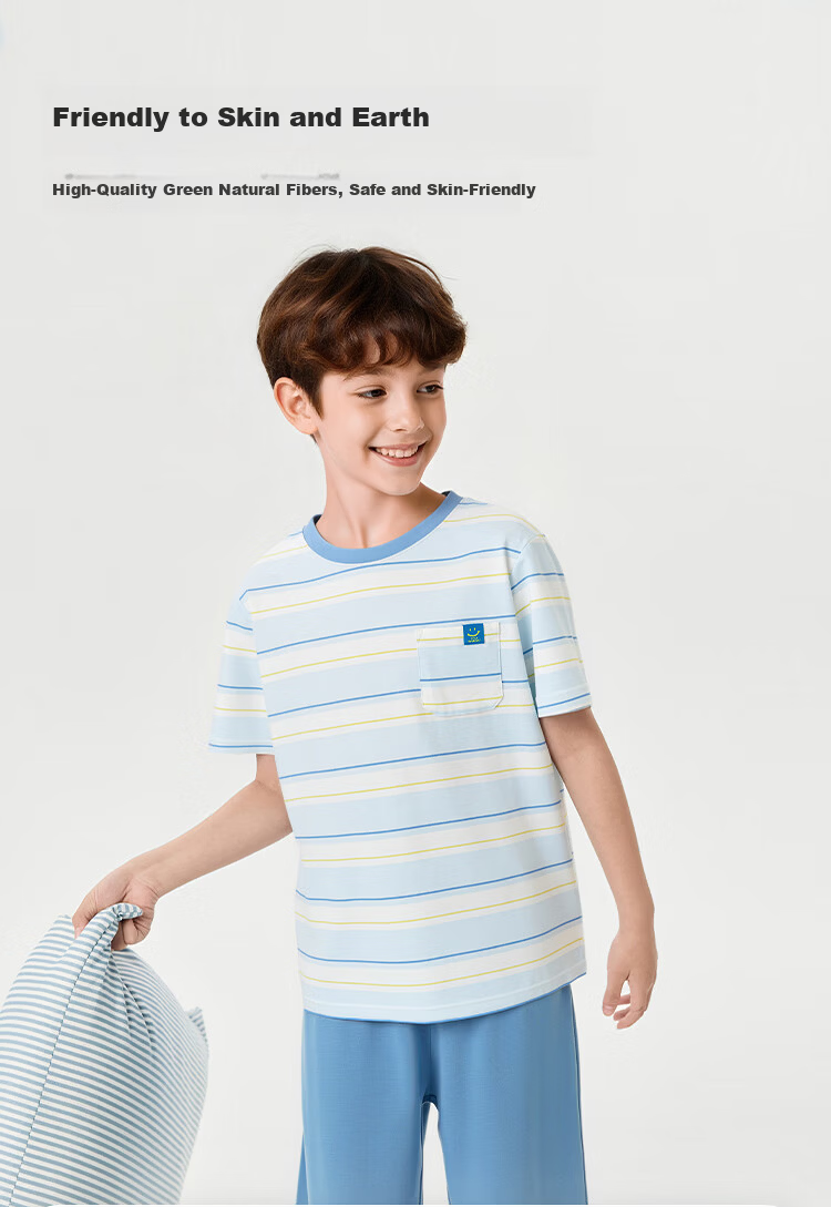 Balabala Kids Pajama Set Spring Summer Lightweight Air Conditioning Clothes Boys Girls Homewear Quick-Dry for Toddlers and Older Children 5