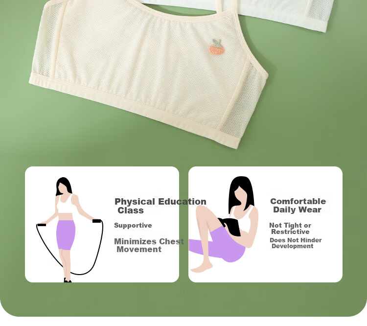Yalu Girls' Underwear Children's Developmental Primary School Girls' Vest 9-12 Years Old Girls' Bra Summer Thin Mesh 10