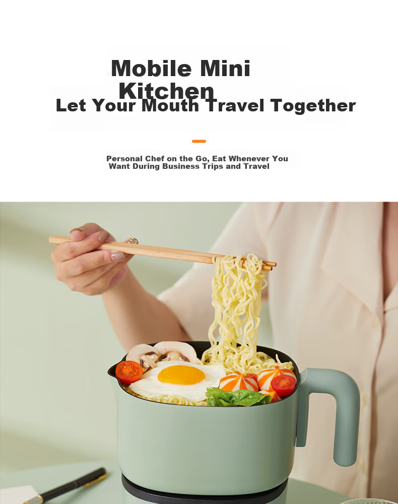 ROYALTY LINE Portable Electric Cooking Pot 2.2L Foldable Travel Pot 800W Detachable Dormitory Pot for 1-2 People Electric Hot Pot Smart Temperature Control Multifunctional Cooker 8