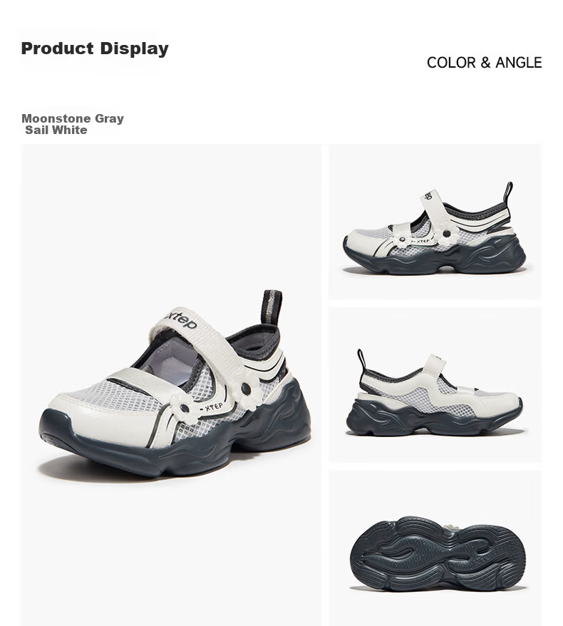 XTEP Kids Toddler Girls Floral Casual Shoes Breathable Mesh Comfortable Sports Shoes Off-White/Peach Pink Size 32 15