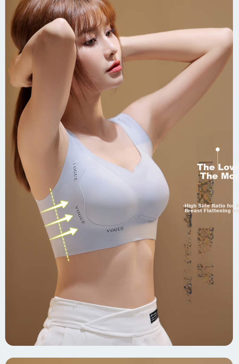 Urban Beauty Large Bust Minimizing Bra for Women, Push-Up, Anti-Sagging, Adjustable, Wireless, Thin, Plus Size, Seamless Underwear 17