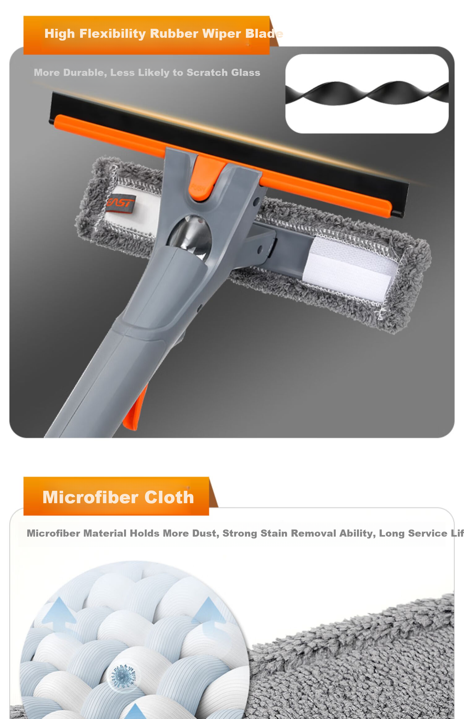 Yisida Glass Cleaning Tool Spray Window Wiper Aluminum Alloy 1.75m with 35cm Cloth Household Cleaning Window Scraper Brush 8