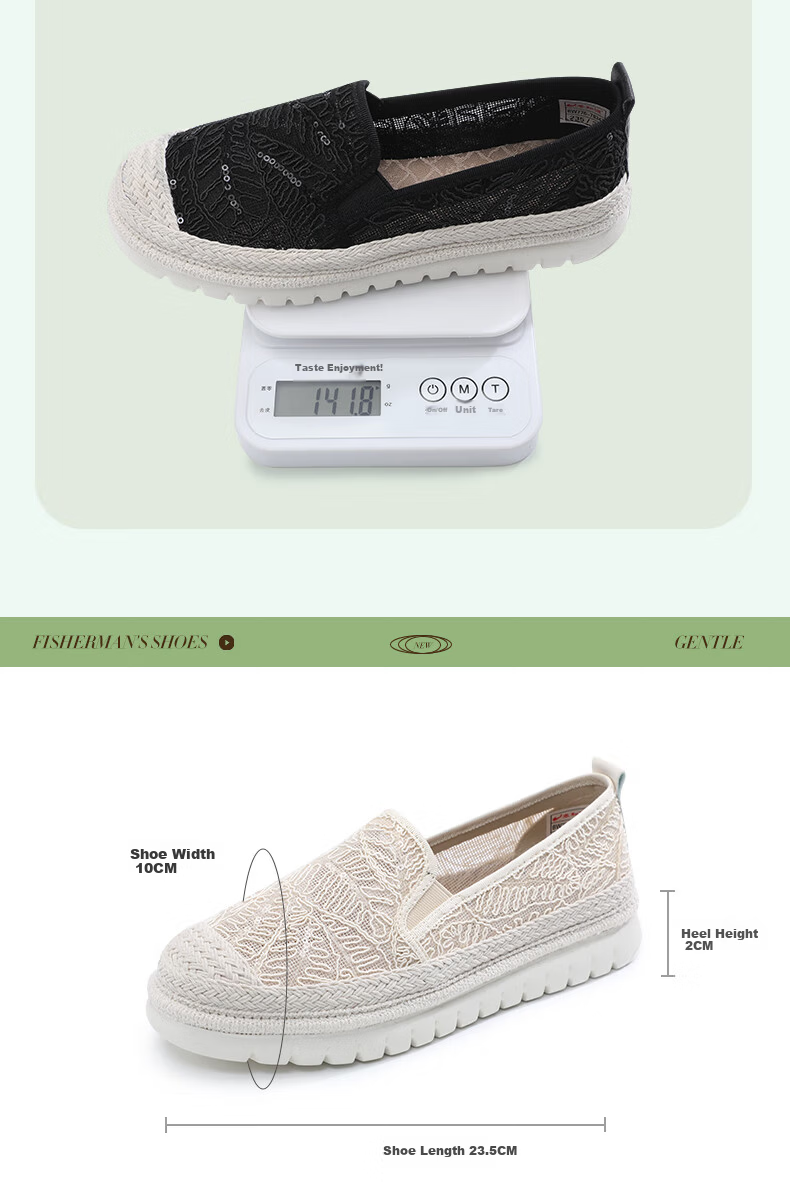 Taiheyuan Old Beijing Cloth Shoes Summer Women's Slip-On Thick Sole Casual Mesh Lightweight Soft Sole Non-Slip Fisherman Shoes 9