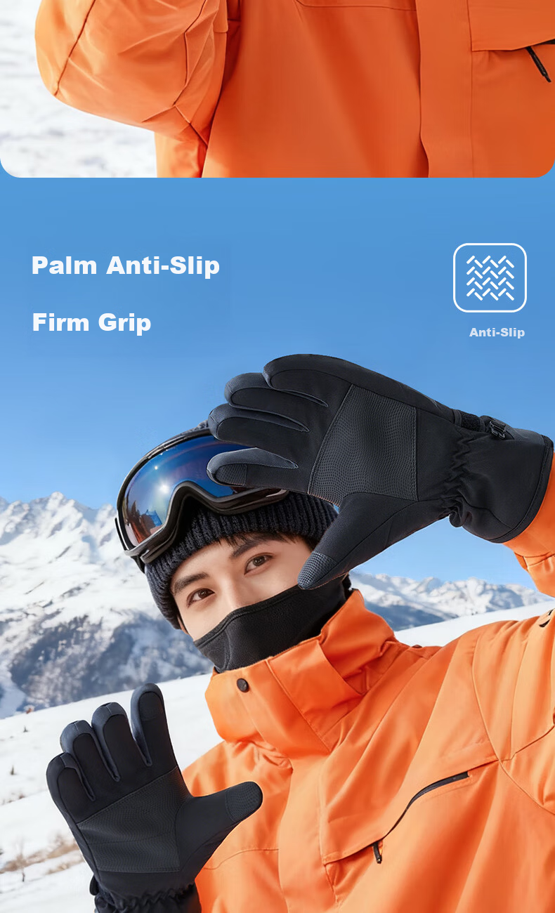 LI-NING Winter Cycling Gloves Men Women Windproof Waterproof Ski Warm Thick Fleece Mountain Climbing Gloves 8