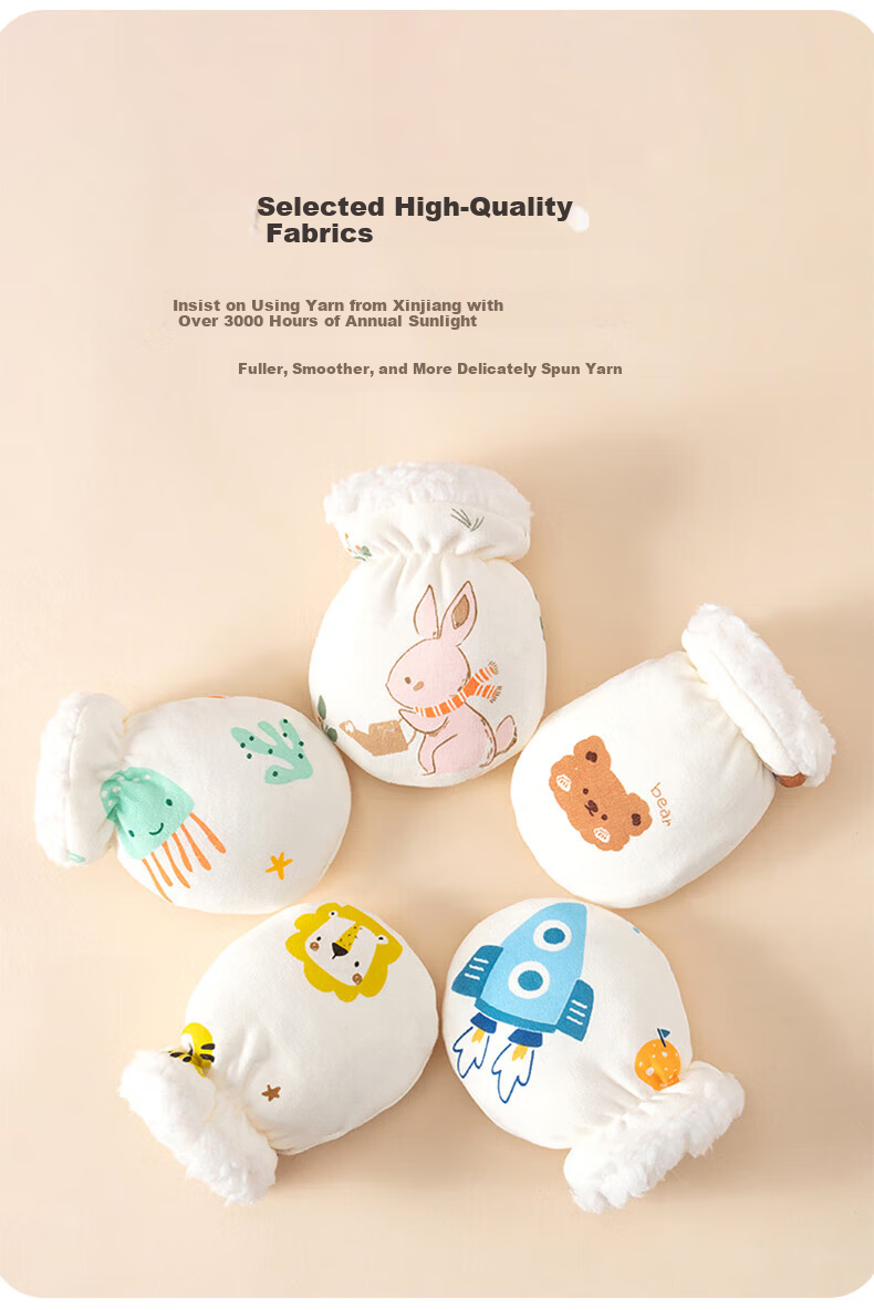 JOYNCLEON Baby Gloves Newborn Anti-Scratch Face Protection Autumn Winter Thickened Fleece Teething Gloves Jyf201007 3