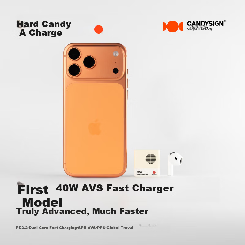 CANDYSIGN Sugar Factory Hard Candy A 40W GaN AVS Fast Charger PD3.2 for iPhone 17/16 iPad Apple Android Type-C