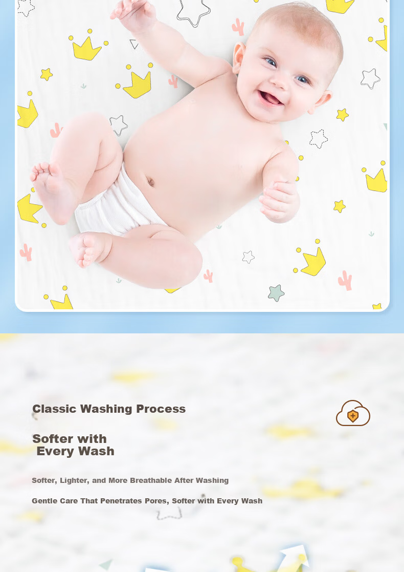 Beiboshi Babybox 6-Layer Pure Cotton Baby Gauze Bath Towel Class A Newborn Infant Children's Bath Towel 110*110cm 11
