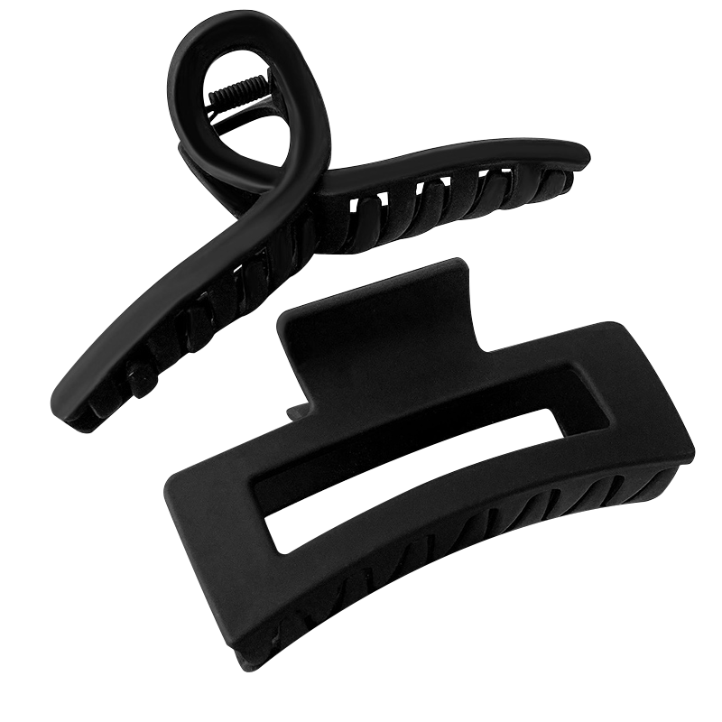 MEIFUYU Black Minimalist Large Hair Claw Clip Set of 2 Shark Clips for Back Hair Styling WH7248