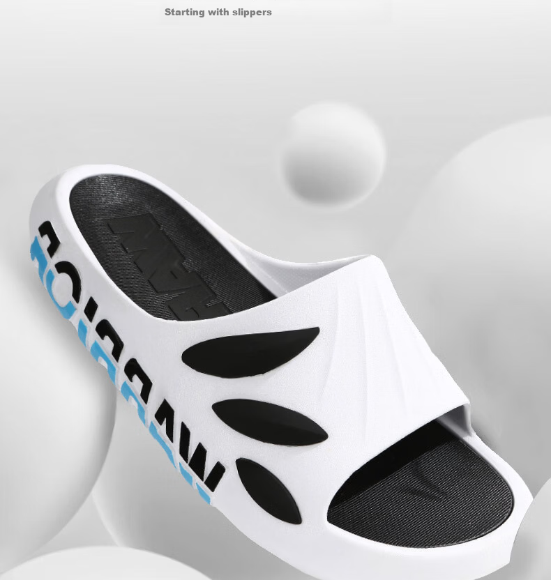 Warrior Official Men's Slippers 2026 Summer Indoor Men's Sandals Outdoor Beach Shoes White Blue Size 43-44 3