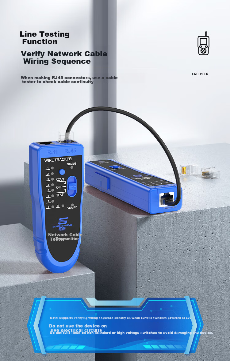 Guanghang Multifunctional Network Cable Tester Telephone and Network Line Tracer Anti-Interference Line Testing Tool Kit Switch Line Checker GH-XX01 4