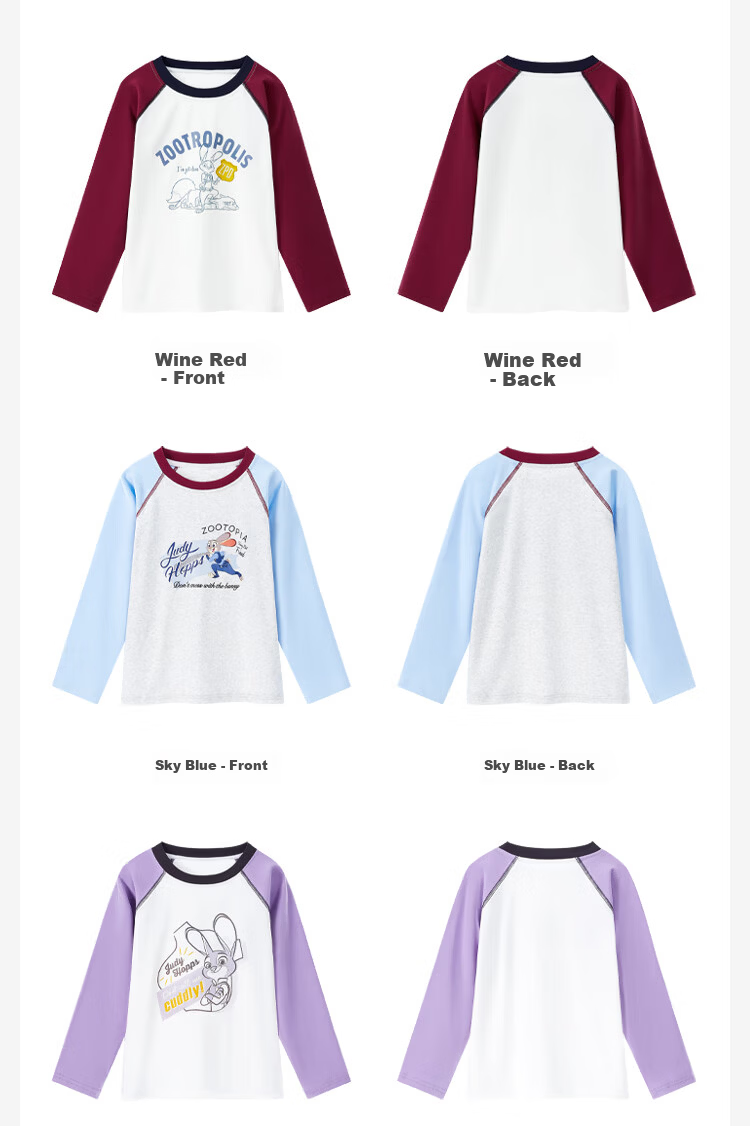 Disney Girls' Long Sleeve T-Shirt Children's Top Bunny Officer Judy PBZPL3215 Wine Red Size 150 7